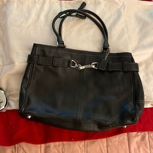 Coach Black Leather Satchel - Exceptional quality with fabric lining!